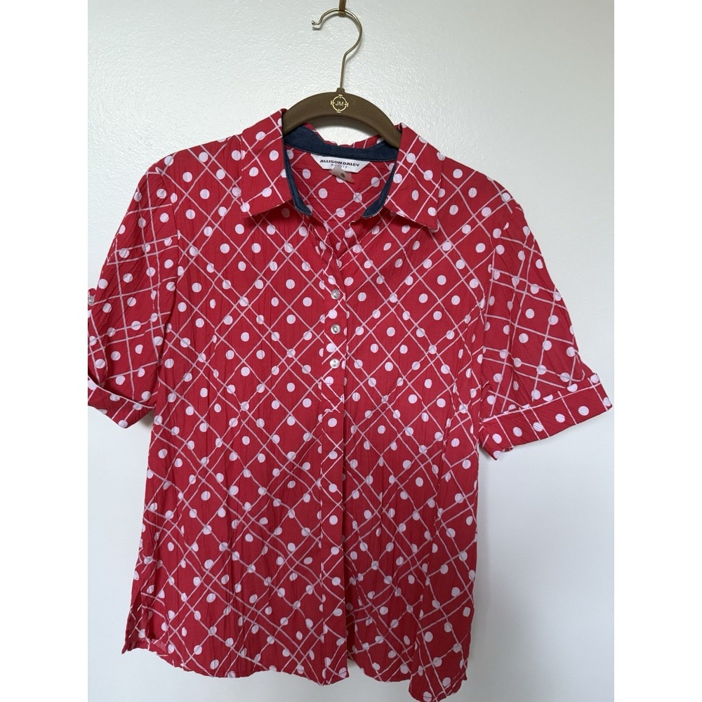 Allison Daley VTG style Women's Red And White Polka Dot Short Sleeved Size 6P